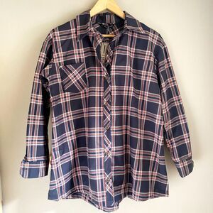 NWT Imanimo Oversized Plaid Maternity Button Down Shirt